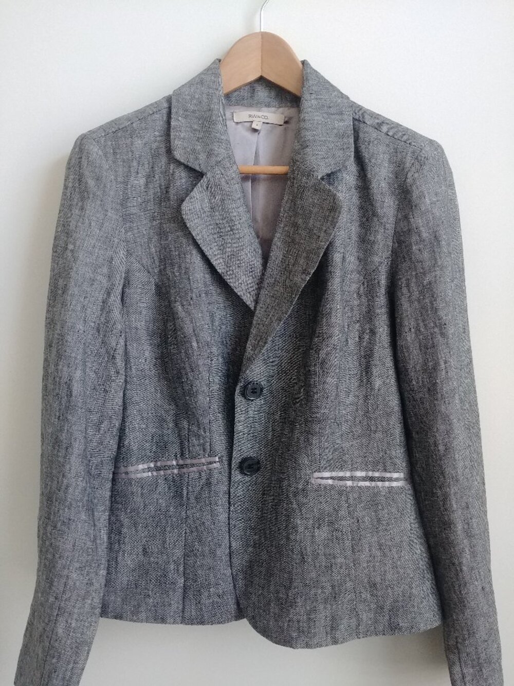 RW & Co 100% linen classic grey blazer jacket size 8